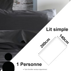 Housse de couette Coton 140 x 200 cm 78 Fils  Elysée Percale Anthracite