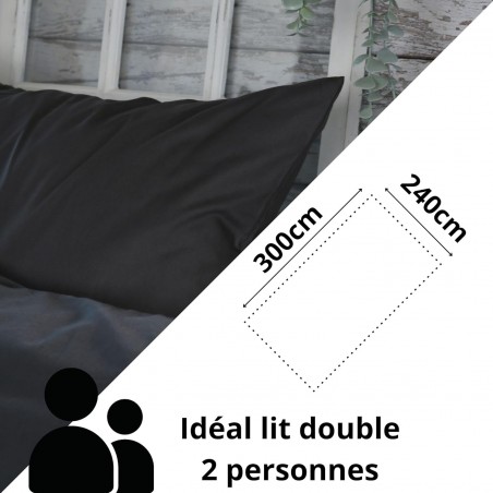 Drap Plat Percale 240 x 300 cm 78 Fils  Elysée Percale Anthracite