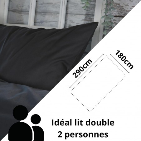 Drap Plat Percale 180 x 290 cm 78 Fils  Elysée Percale Anthracite