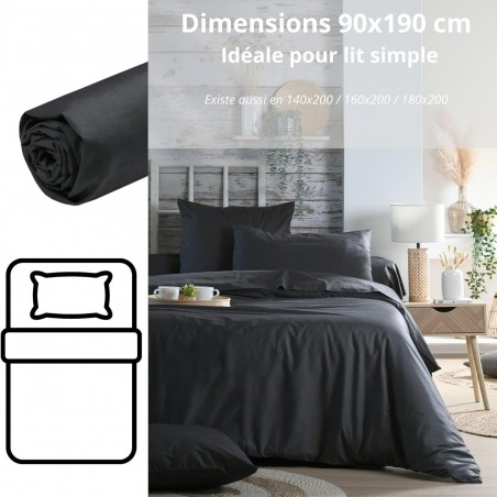 Drap Housse Stof 90 x 190 cm bonnet 30cm 78 Fils Percale