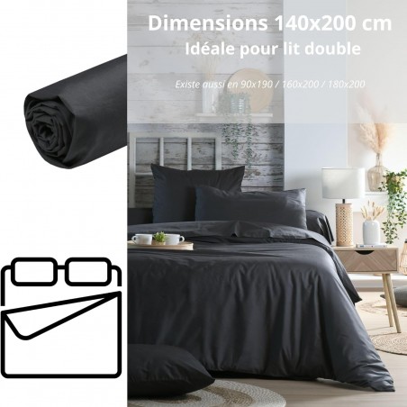 Drap Housse Stof 140 x 200 cm bonnet 30cm 78 Fils Percale Elysée