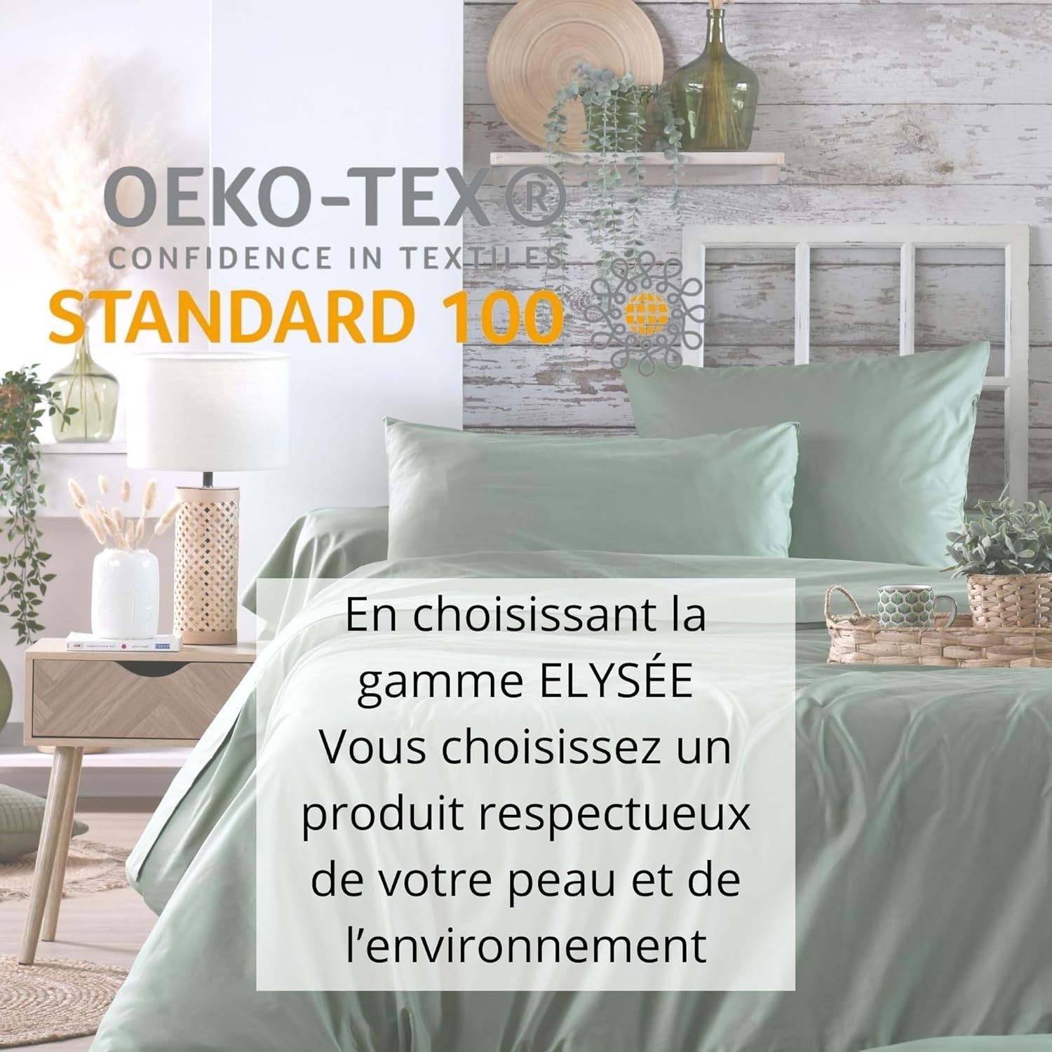 Stof - Housse de couette Coton 140 x 200 cm 78 Fils Elysée Percale Vert Stof - Housse de couette Coton 140 x 200 cm 78 Fils Elysée Percale Vert