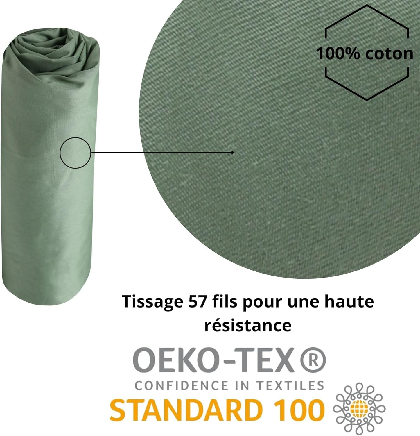Drap Housse Stof 180 x 200 cm bonnet 30cm 78 Fils Percale Elysée Vert Drap Housse Stof 180 x 200 cm bonnet 30cm 78 Fils Percale Elysée Vert