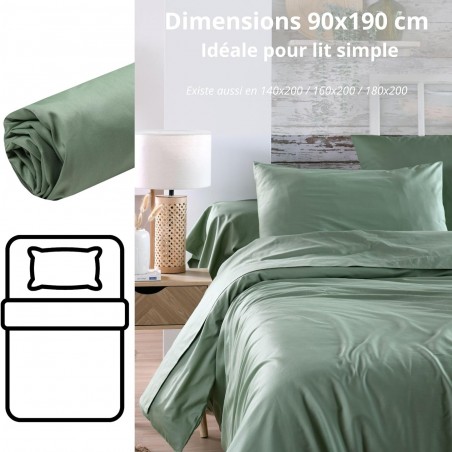 Drap Housse Stof 90 x 190 cm bonnet 30cm 78 Fils Percale