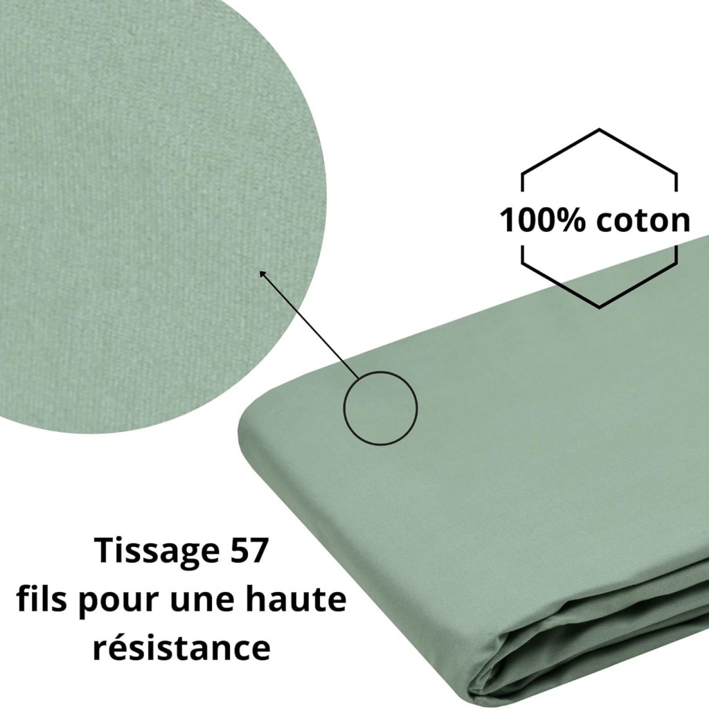 Stof - Taie de traversin 45 x 185 cm Elysée 78 fils Percale Vert