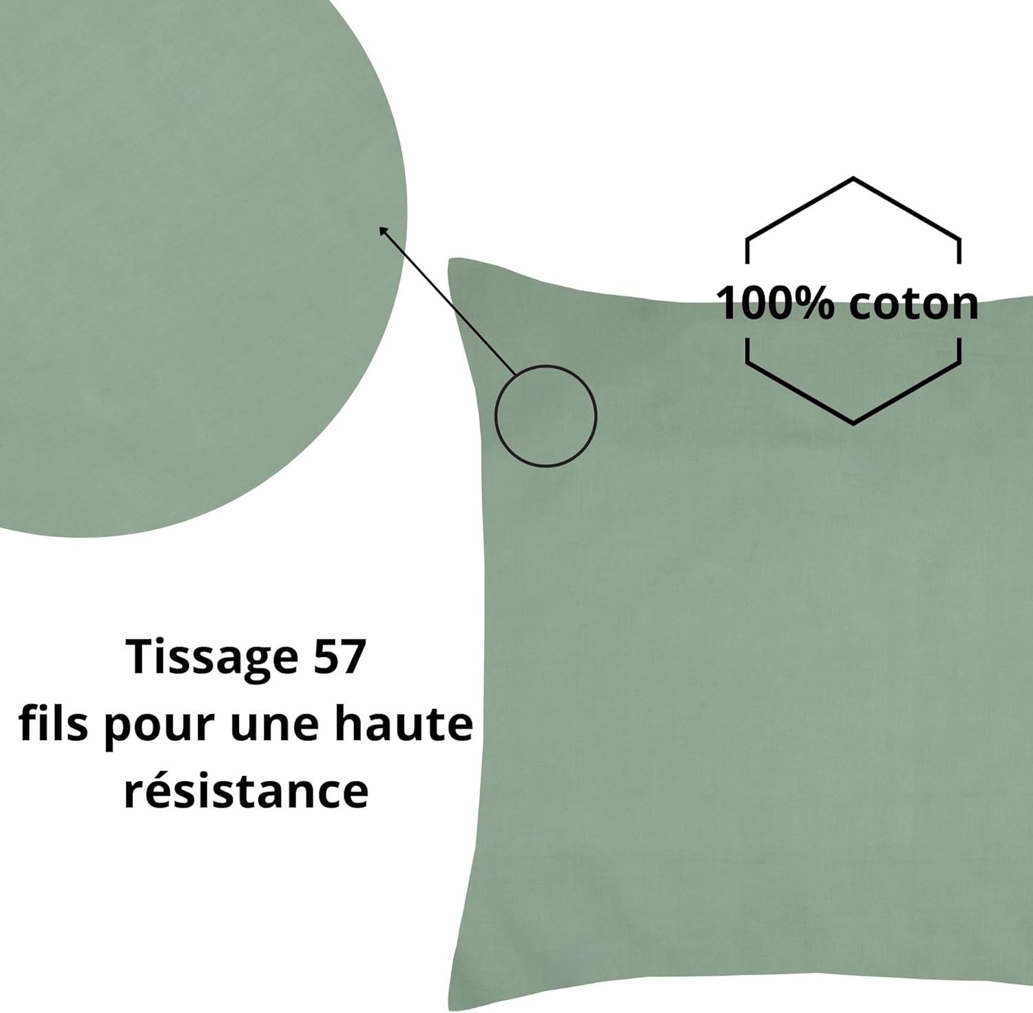 Stof - Taie d'Oreiller Sac 63 x 63 cm Elysée 78 fils Percale Vert Stof - Taie d'Oreiller Sac 63 x 63 cm Elysée 78 fils Percale Vert