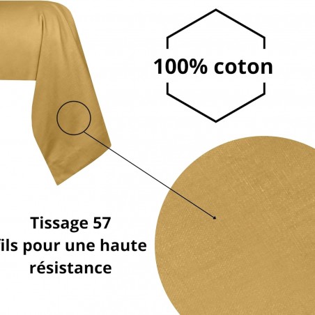 Taie de traversin 45 x 185 cm Elysée 78 fils Percale Moutarde