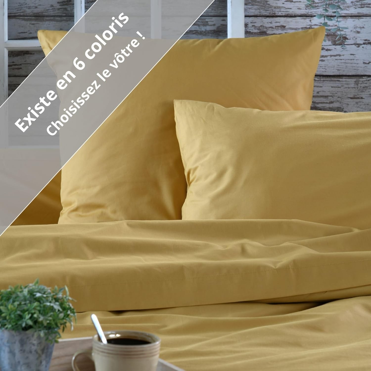 Stof - Taie d'Oreiller Sac 63 x 63 cm Elysée 78 fils Percale Moutarde Stof - Taie d'Oreiller Sac 63 x 63 cm Elysée 78 fils Percale Moutarde
