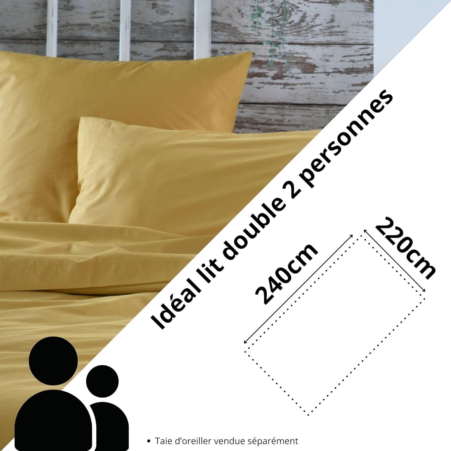 Stof - Housse de couette Coton 240 x 220 cm 78 Fils Elysée Percale Moutarde Stof - Housse de couette Coton 240 x 220 cm 78 Fils Elysée Percale Moutarde