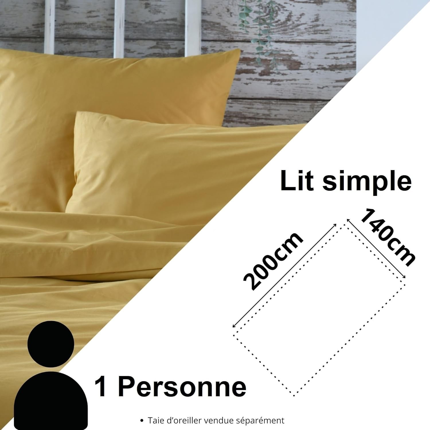 Stof - Housse de couette Coton 140 x 200 cm 78 Fils Elysée Percale Moutarde Stof - Housse de couette Coton 140 x 200 cm 78 Fils Elysée Percale Moutarde