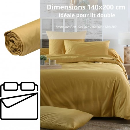 Drap Housse Stof 140 x 200 cm bonnet 30cm 78 Fils Percale