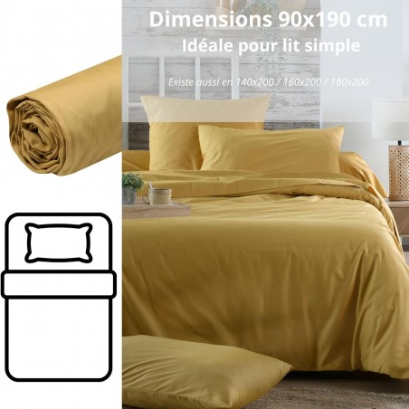 Drap Housse Stof 90 x 190 cm bonnet 30cm 78 Fils Percale