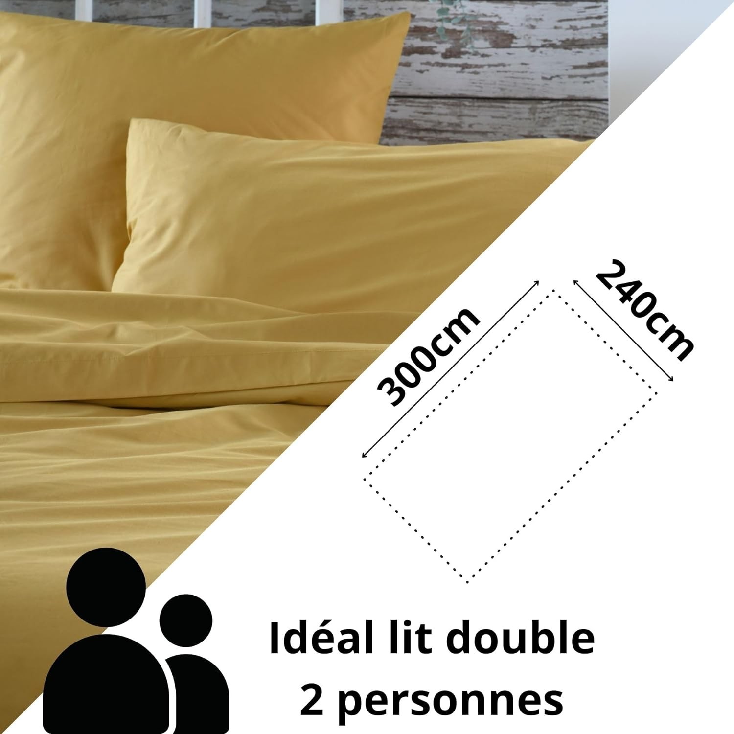 Stof - Drap Plat Percale 240 x 300 cm 78 Fils Elysée Percale Moutarde Stof - Drap Plat Percale 240 x 300 cm 78 Fils Elysée Percale Moutarde