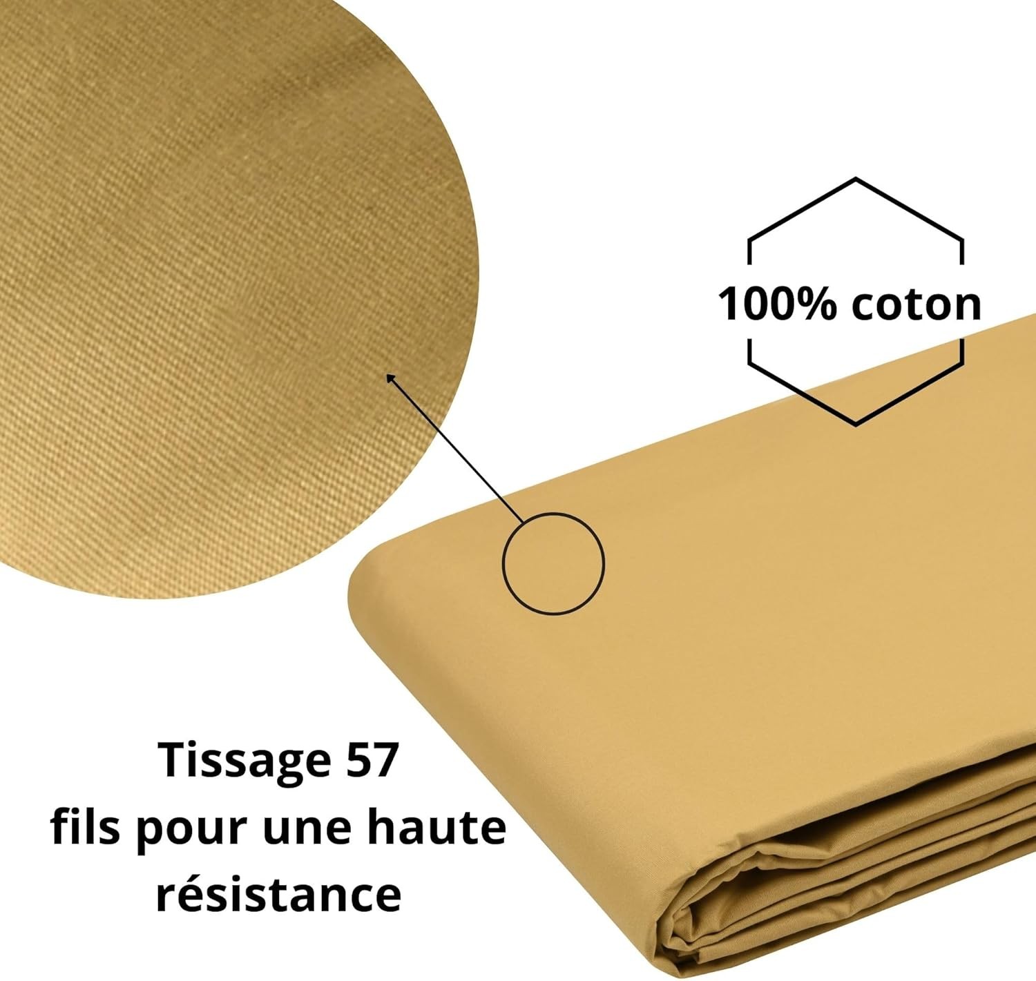 Stof - Drap Plat Percale 240 x 300 cm 78 Fils Elysée Percale Moutarde Stof - Drap Plat Percale 240 x 300 cm 78 Fils Elysée Percale Moutarde