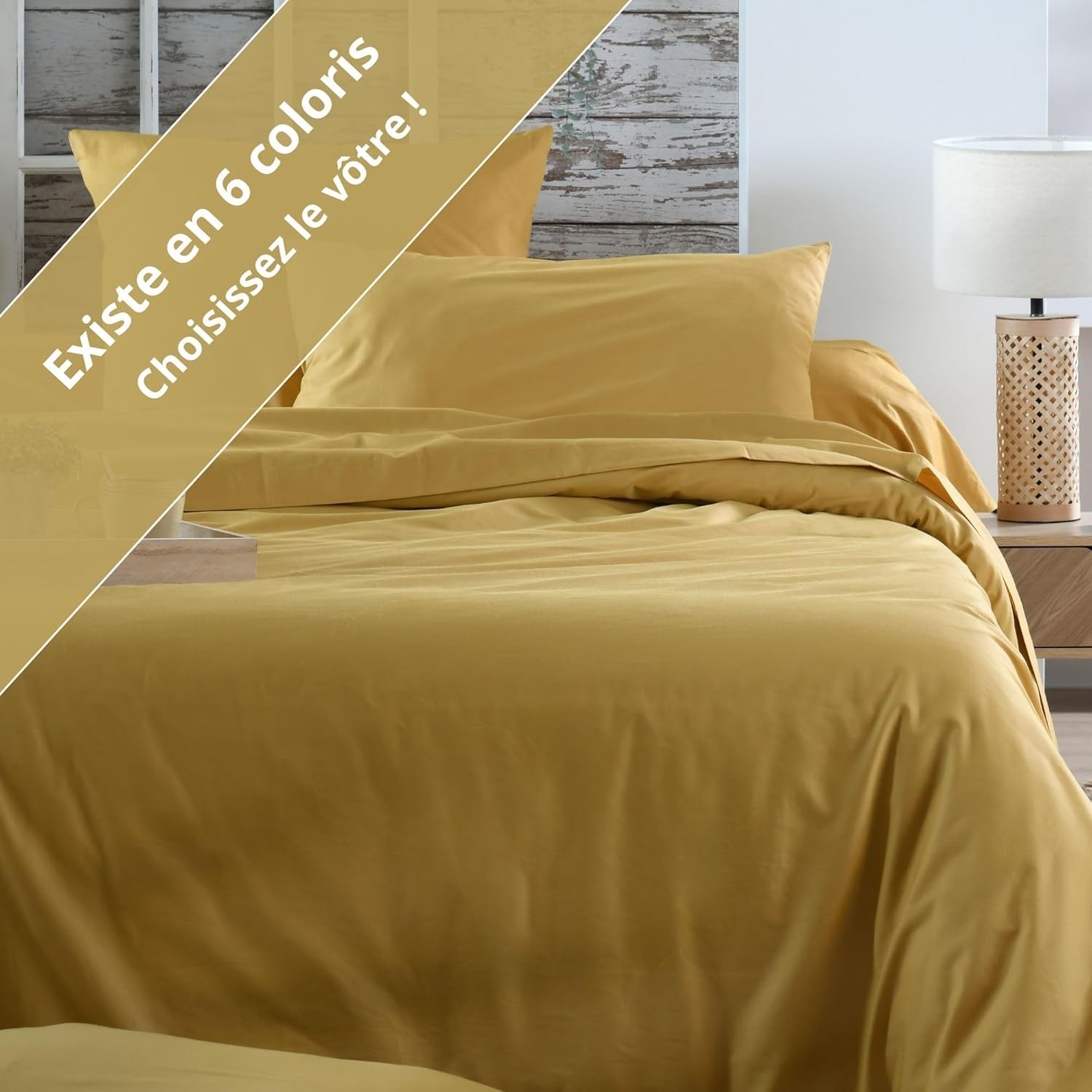 Stof - Drap Plat Percale 240 x 300 cm 78 Fils Elysée Percale Moutarde Stof - Drap Plat Percale 240 x 300 cm 78 Fils Elysée Percale Moutarde