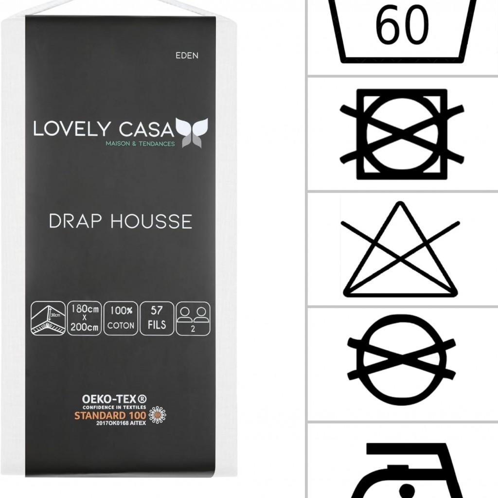 DRAP HOUSSE EDEN BLANC 180X200 cm