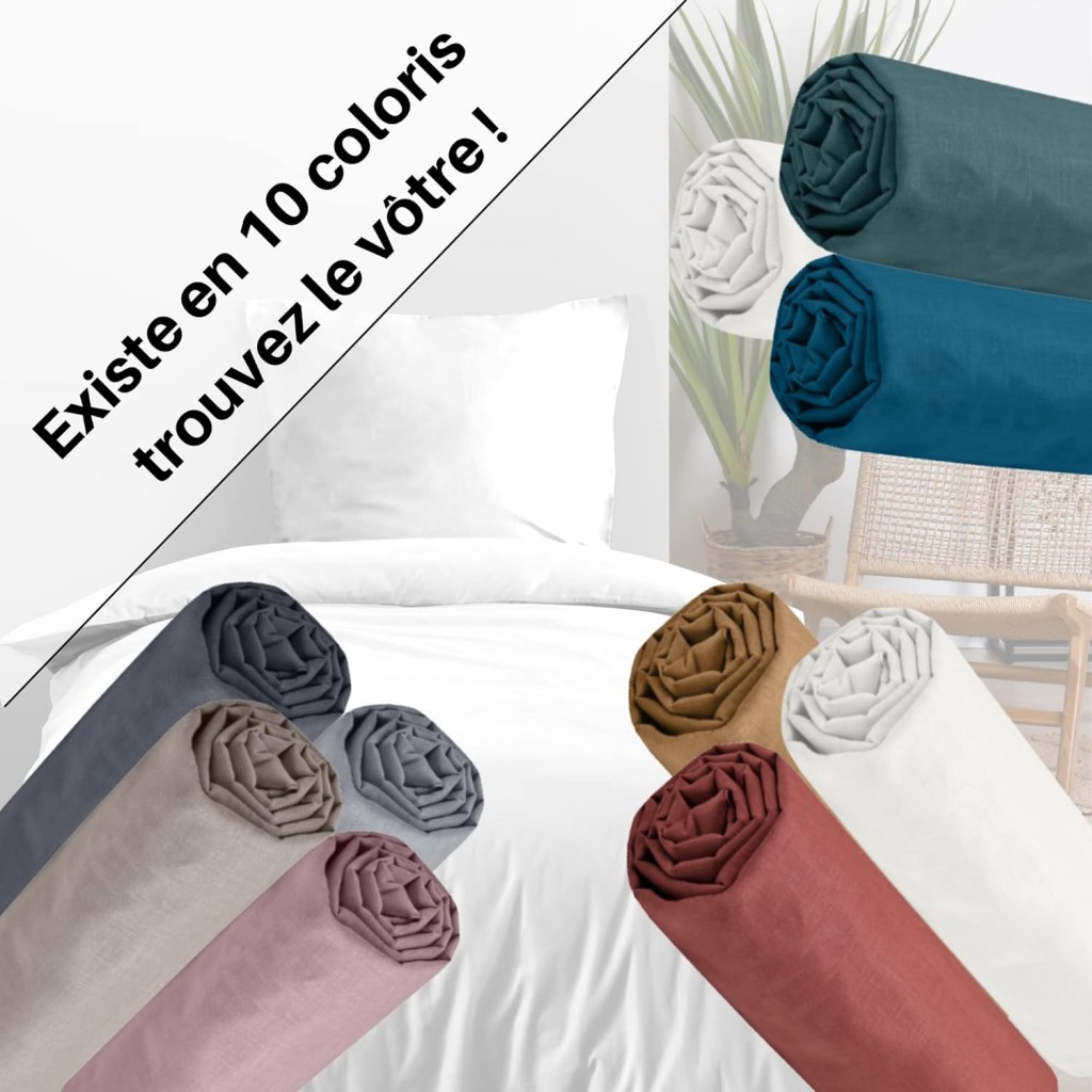 DRAP HOUSSE EDEN BLANC 180X200 cm