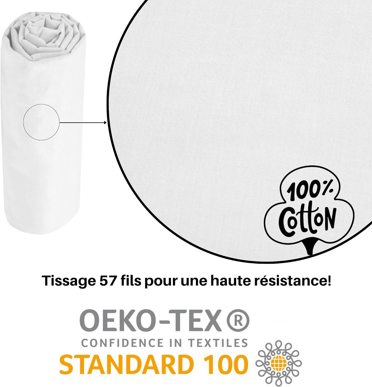 DRAP HOUSSE EDEN BLANC 180X200 cm