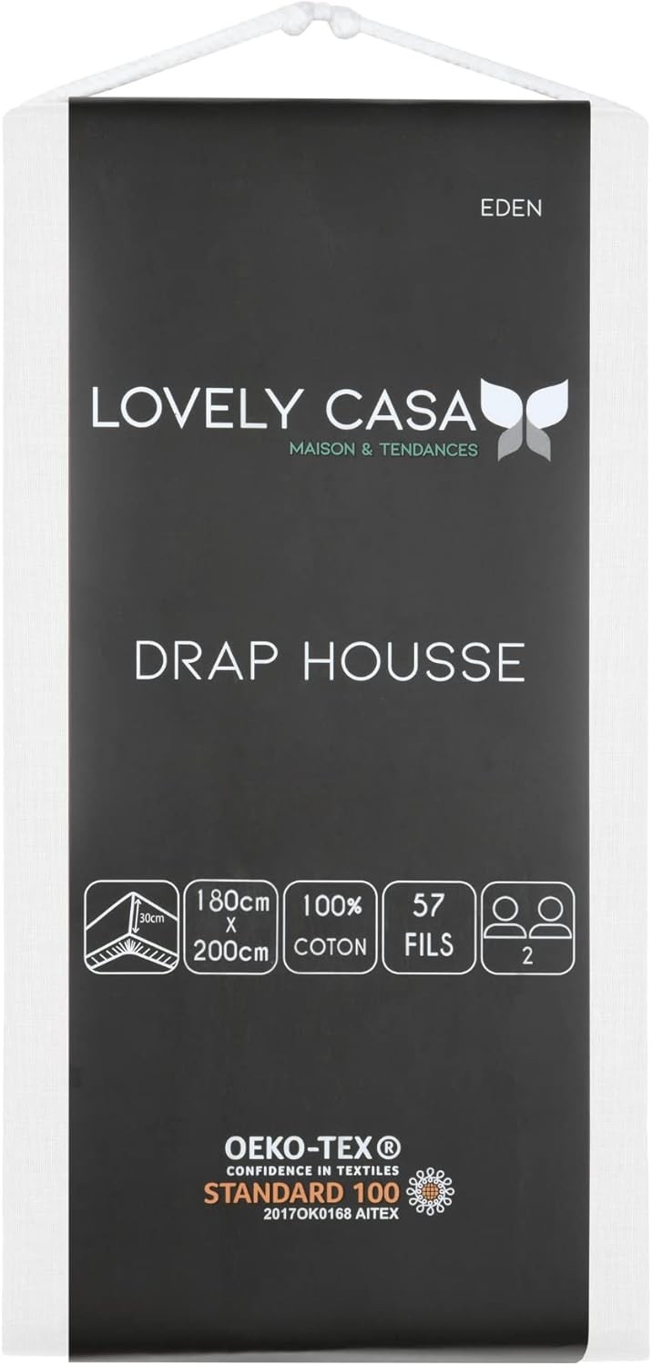 DRAP HOUSSE EDEN BLANC 180X200 cm