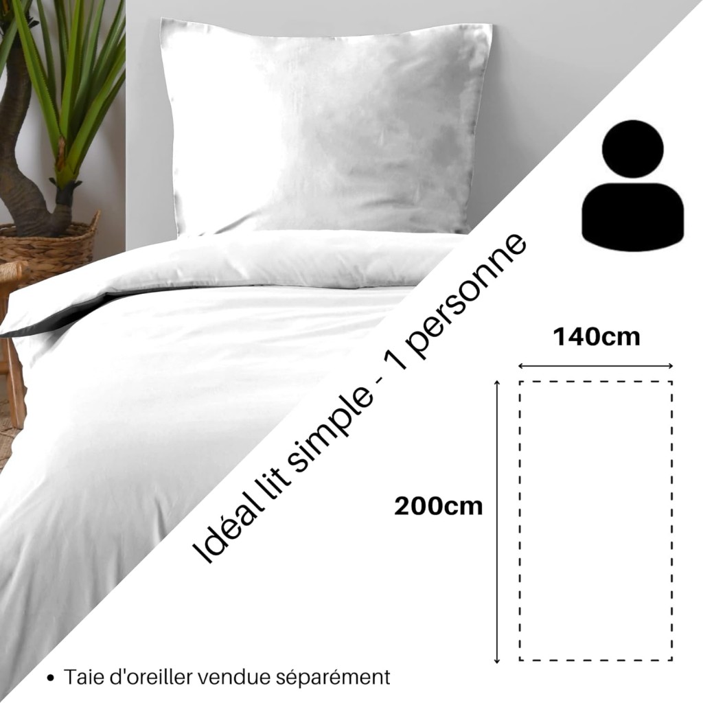 HOUSSE DE COUETTE EDEN BLANC 140X200 cm