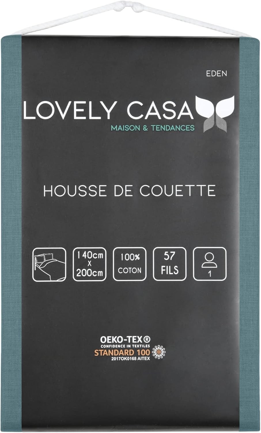 Stof - Housse de Couette 140 x 200 cm 57 Fils Coton Eden, Eucalyptus Stof - Housse de Couette 140 x 200 cm 57 Fils Coton Eden, Eucalyptus