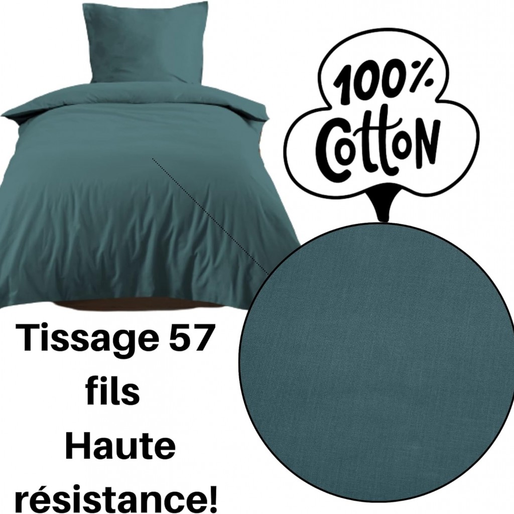 Stof - Housse de Couette 140 x 200 cm 57 Fils Coton Eden, Eucalyptus
