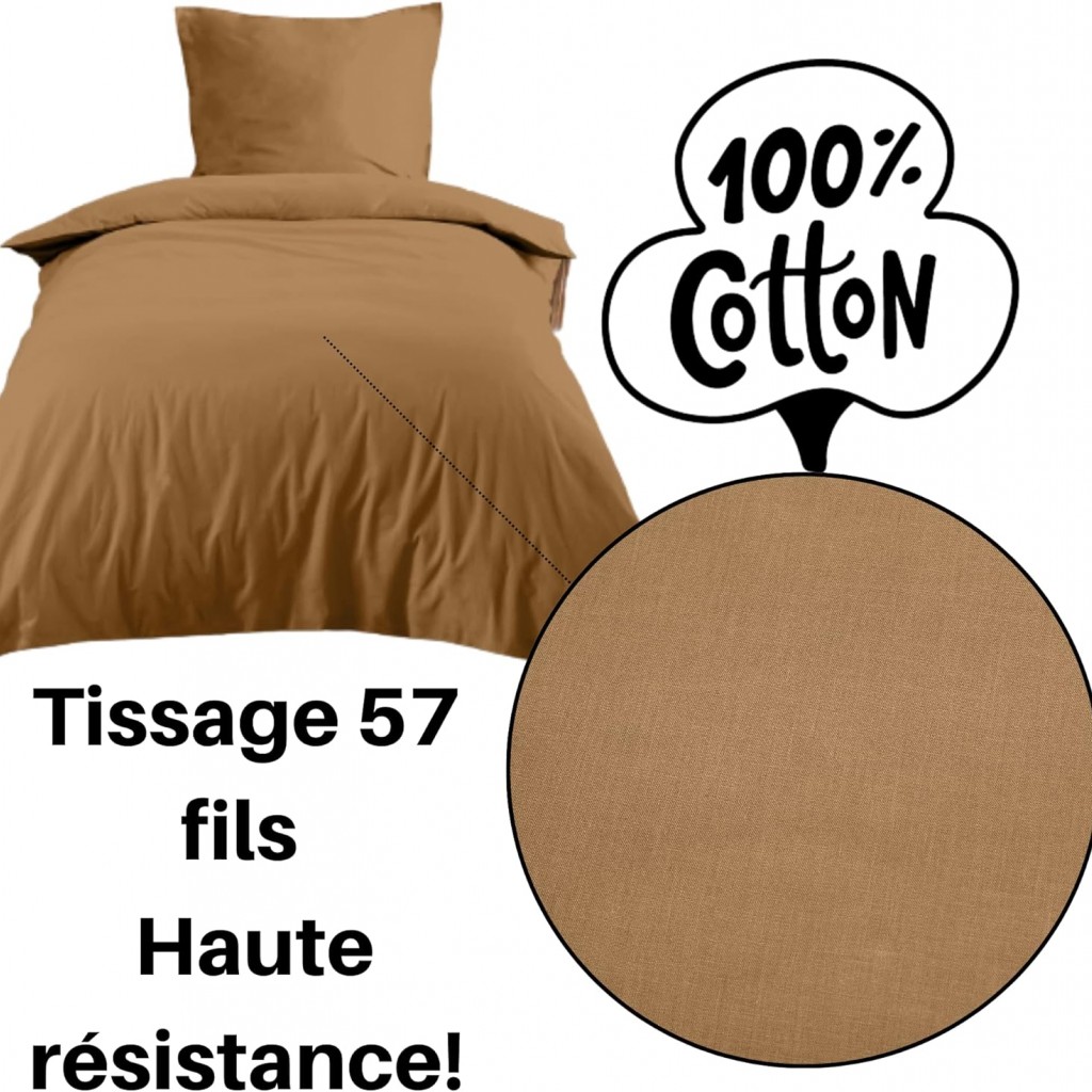 Stof - Housse de Couette 140 x 200 cm 57 Fils Coton Eden, Curry