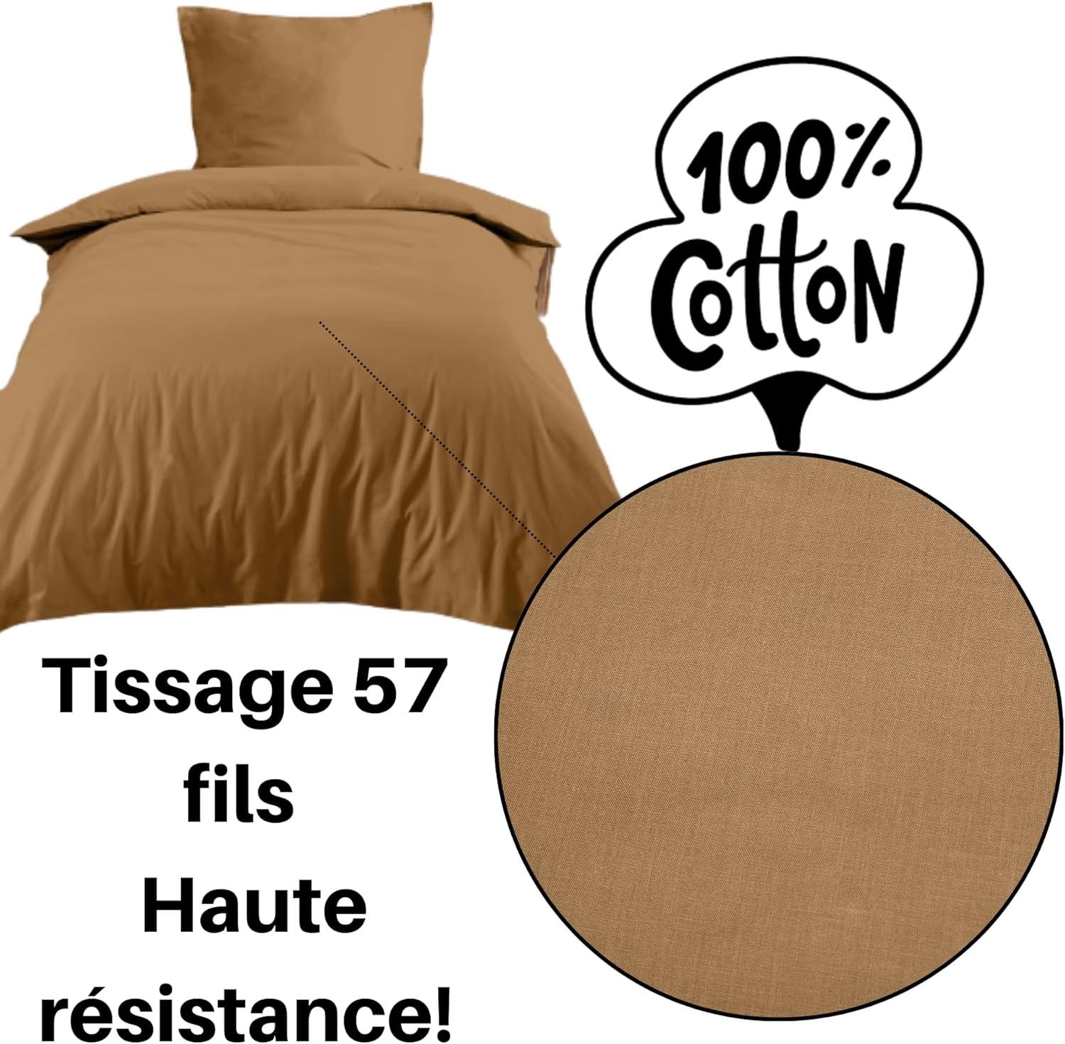 Stof - Housse de Couette 140 x 200 cm 57 Fils Coton Eden, Curry Stof - Housse de Couette 140 x 200 cm 57 Fils Coton Eden, Curry