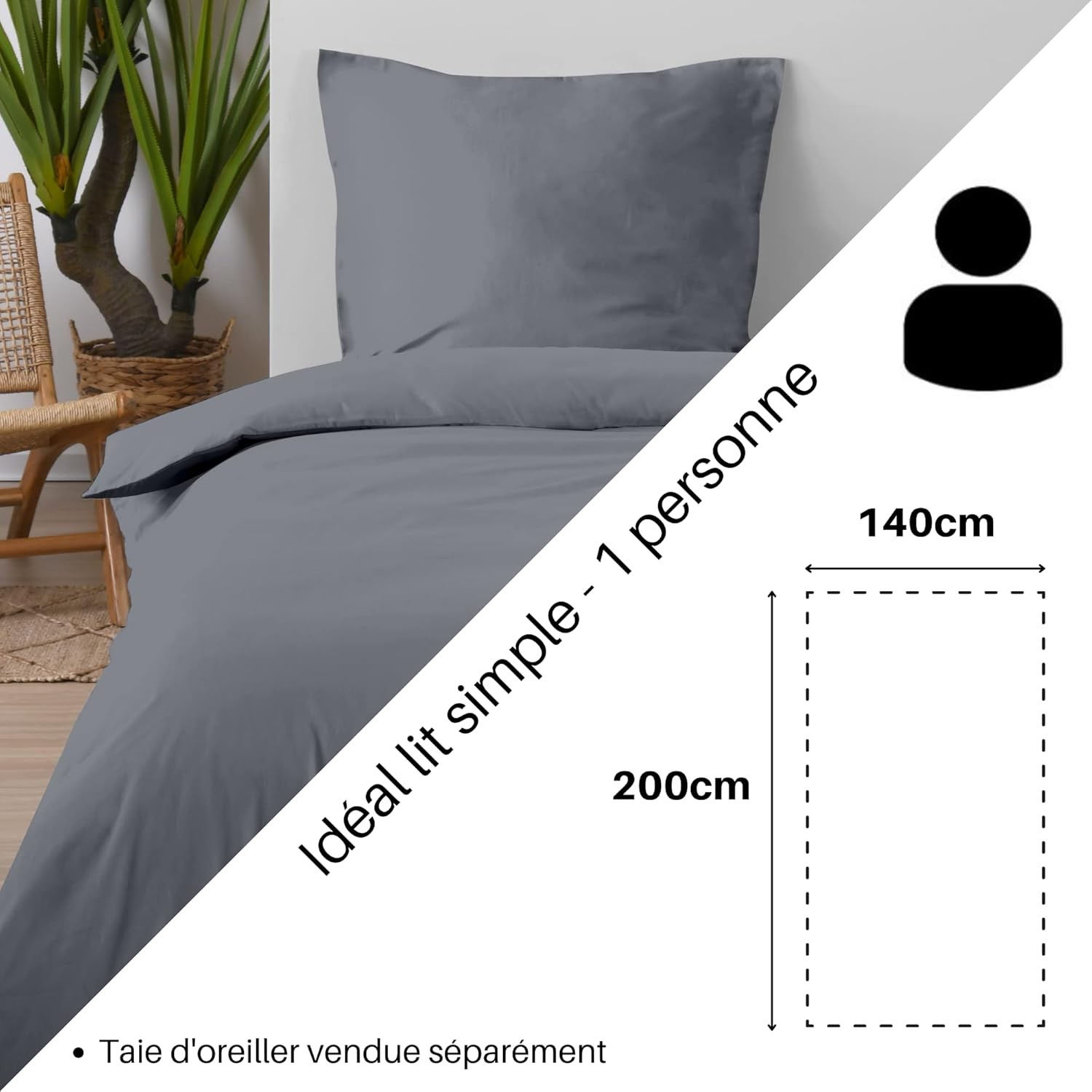 Stof - Housse de Couette 140 x 200 cm 57 Fils Coton Eden, Souris Stof - Housse de Couette 140 x 200 cm 57 Fils Coton Eden, Souris