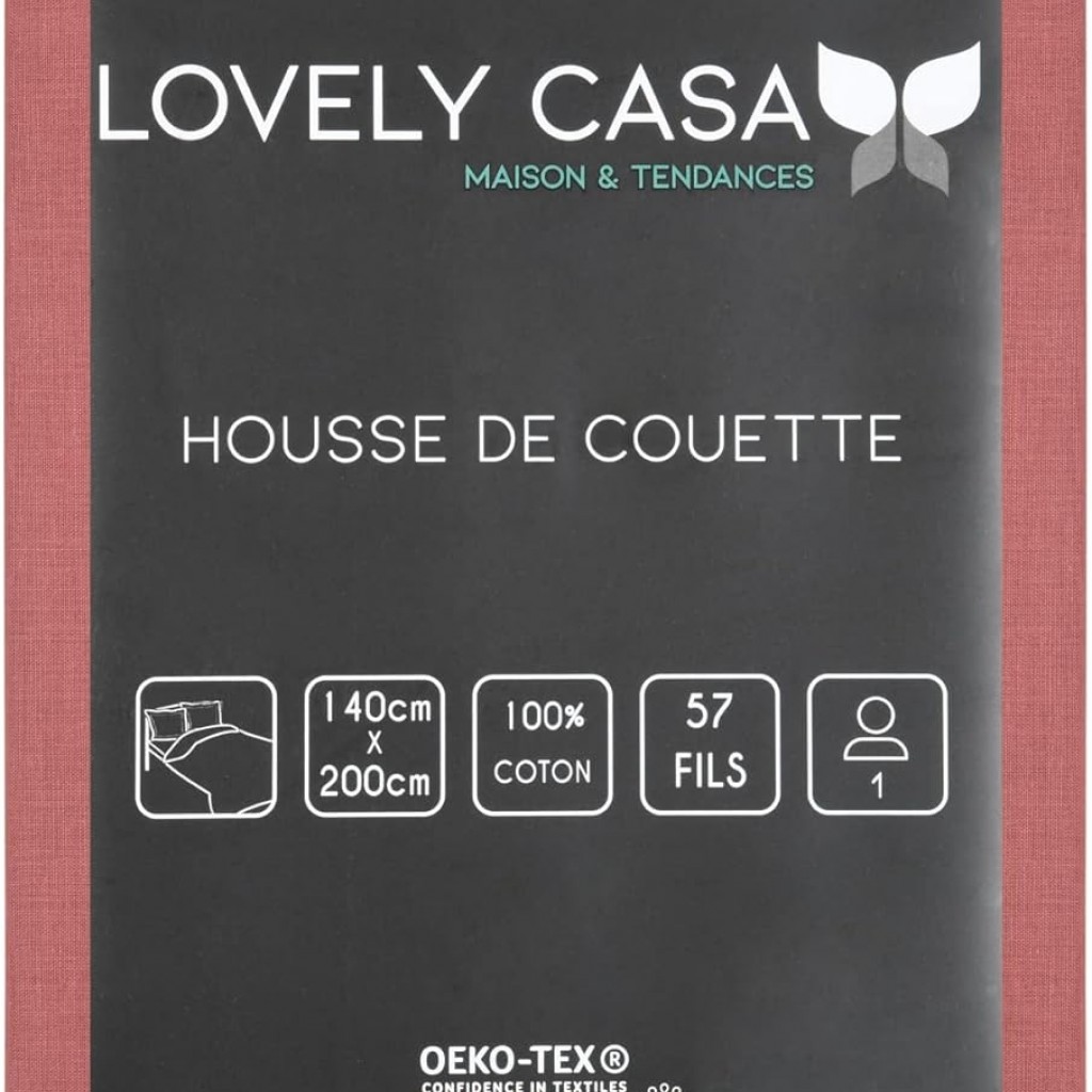 Stof - Housse de Couette 140 x 200 cm 57 Fils Coton Eden, Grenache