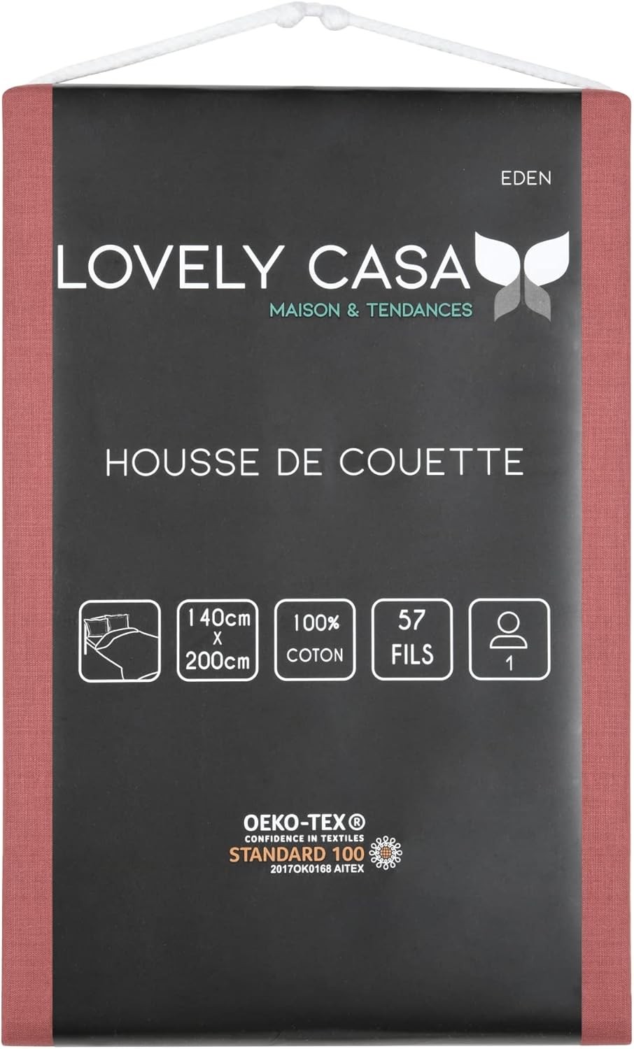 Stof - Housse de Couette 140 x 200 cm 57 Fils Coton Eden, Grenache