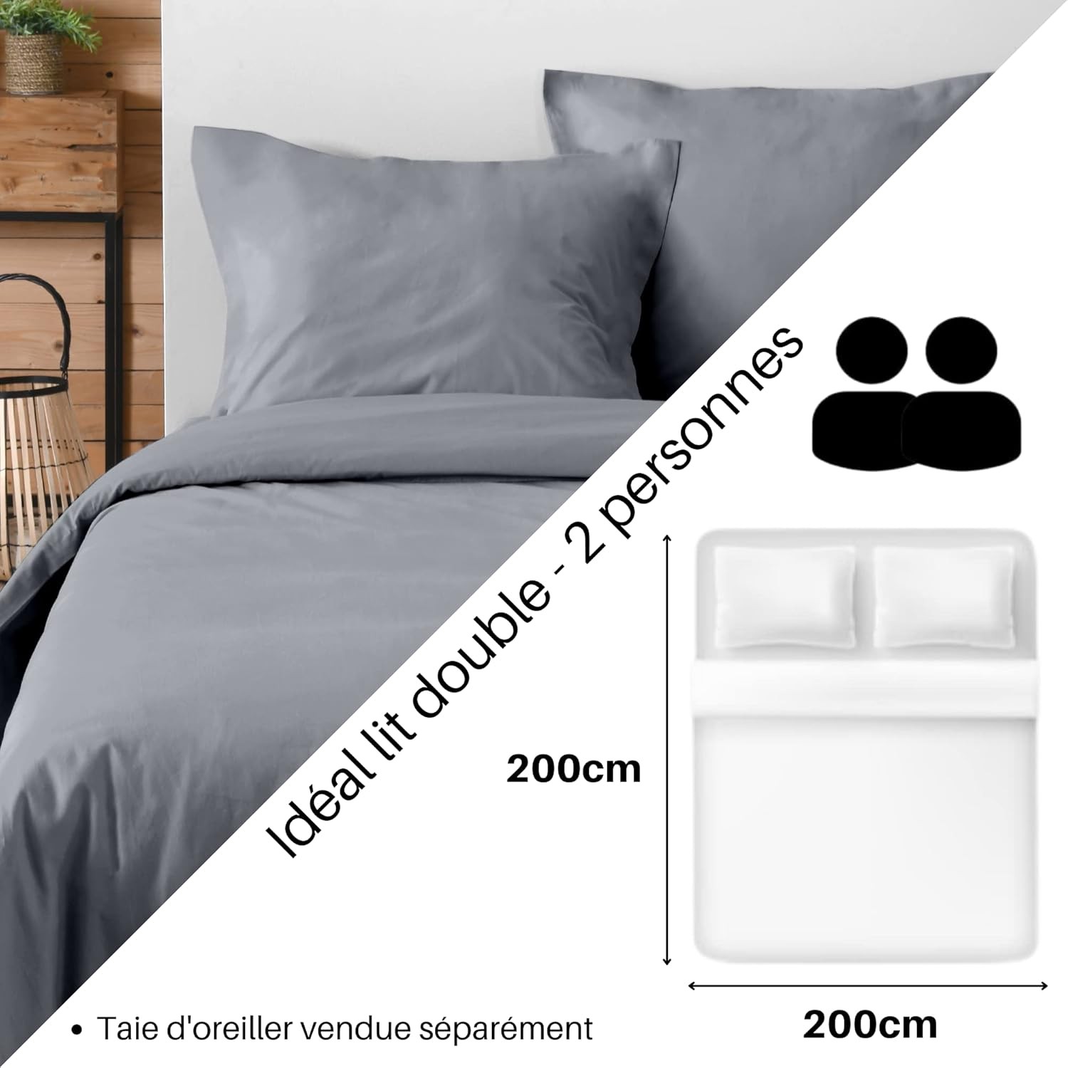 Stof - Housse de Couette 200 x 200 cm 57 Fils Coton Eden, Souris Stof - Housse de Couette 200 x 200 cm 57 Fils Coton Eden, Souris