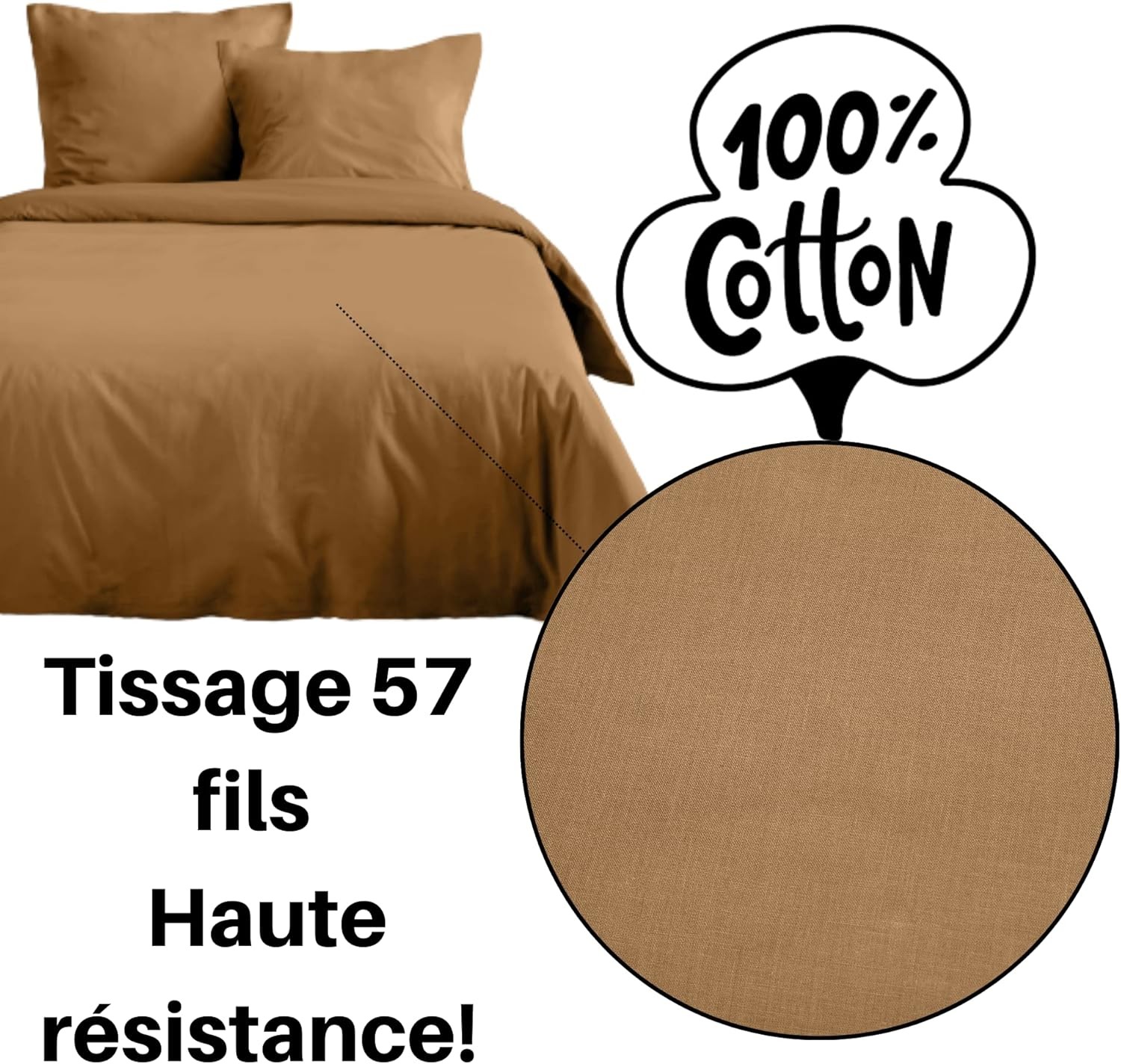 Stof - Housse de Couette 200 x 200 cm 57 Fils Coton Eden, Curry