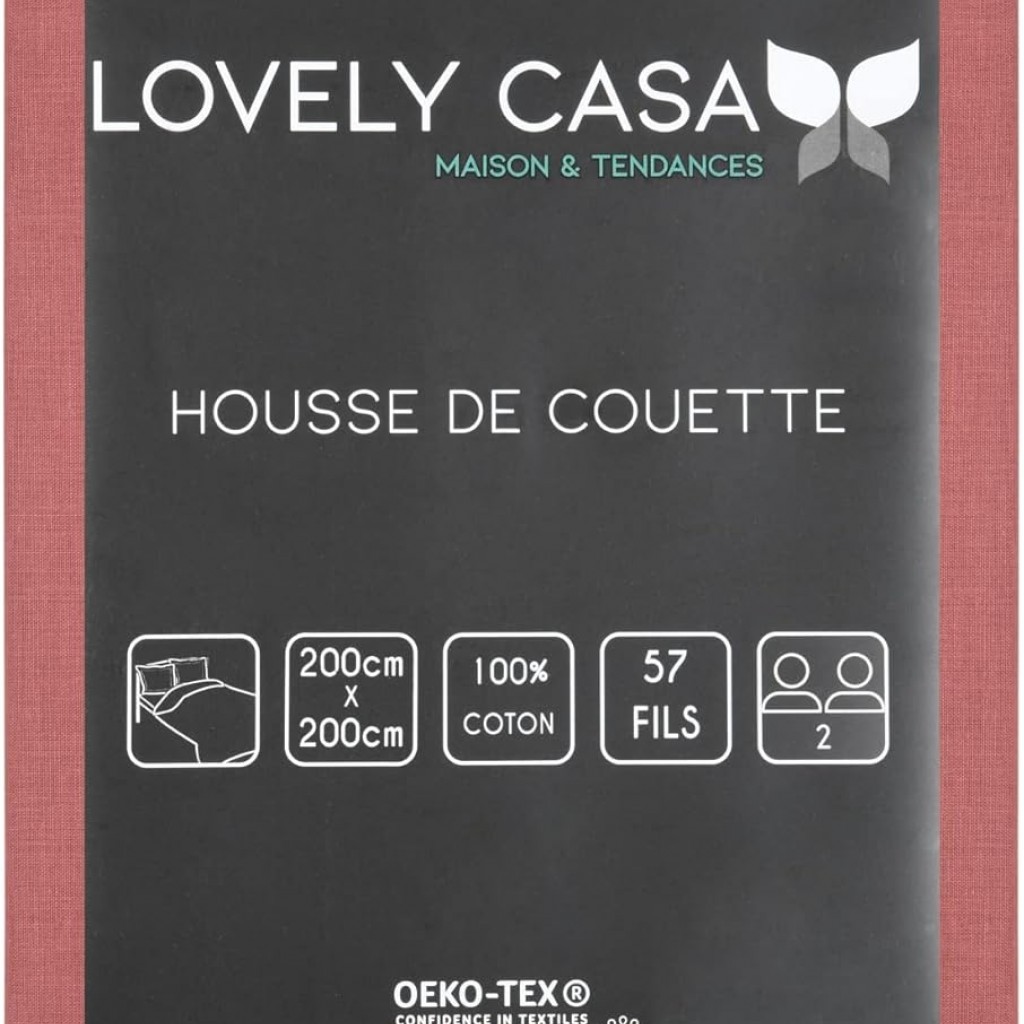Stof - Housse de Couette 200 x 200 cm 57 Fils Coton Eden, Grenache