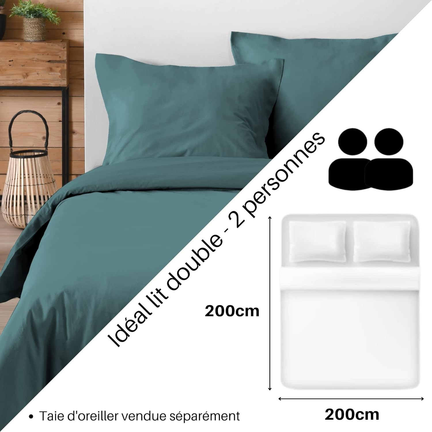 Stof - Housse de Couette 200 x 200 cm 57 Fils Coton Eden, Eucalyptus Stof - Housse de Couette 200 x 200 cm 57 Fils Coton Eden, Eucalyptus