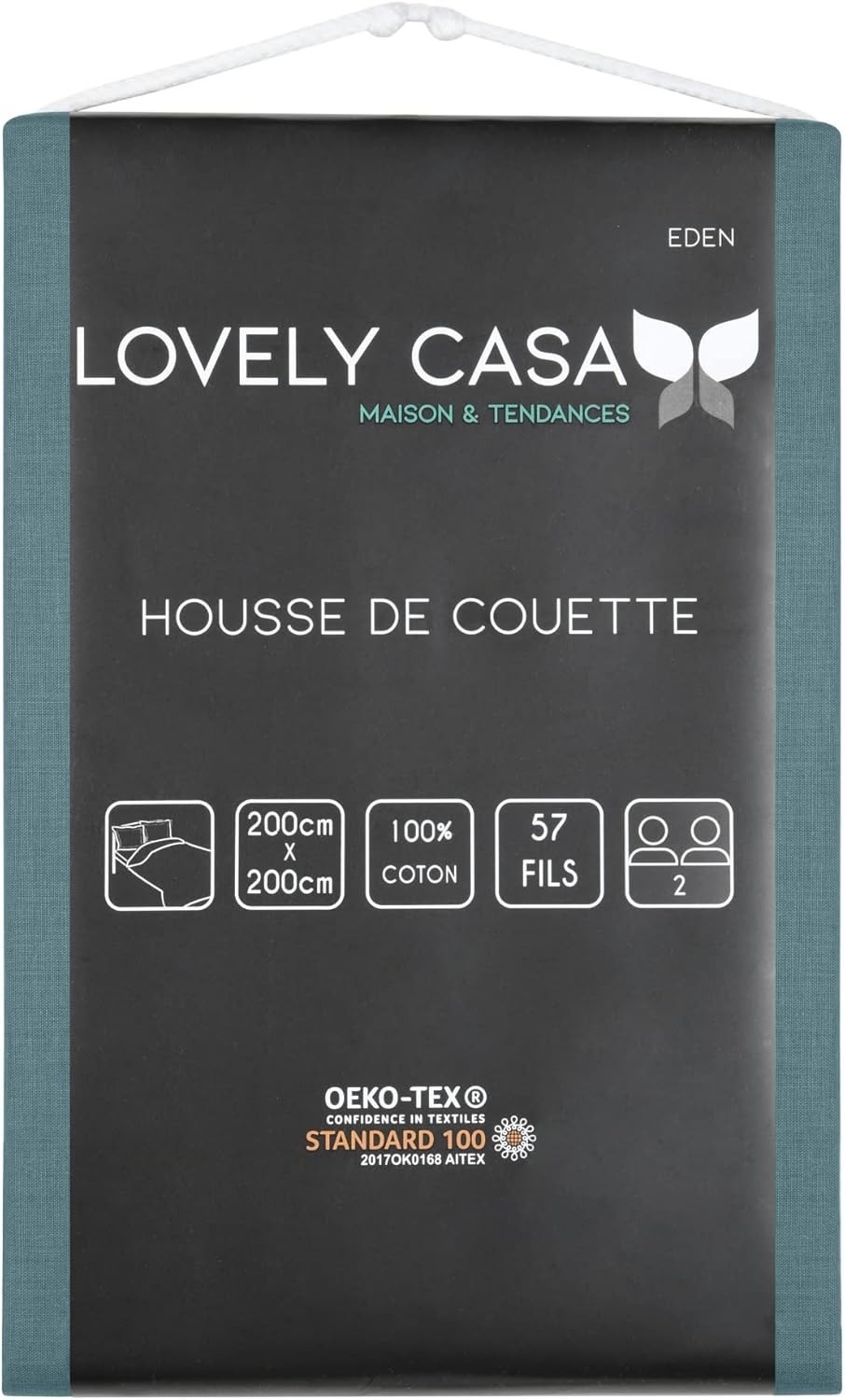 Stof - Housse de Couette 200 x 200 cm 57 Fils Coton Eden, Eucalyptus Stof - Housse de Couette 200 x 200 cm 57 Fils Coton Eden, Eucalyptus