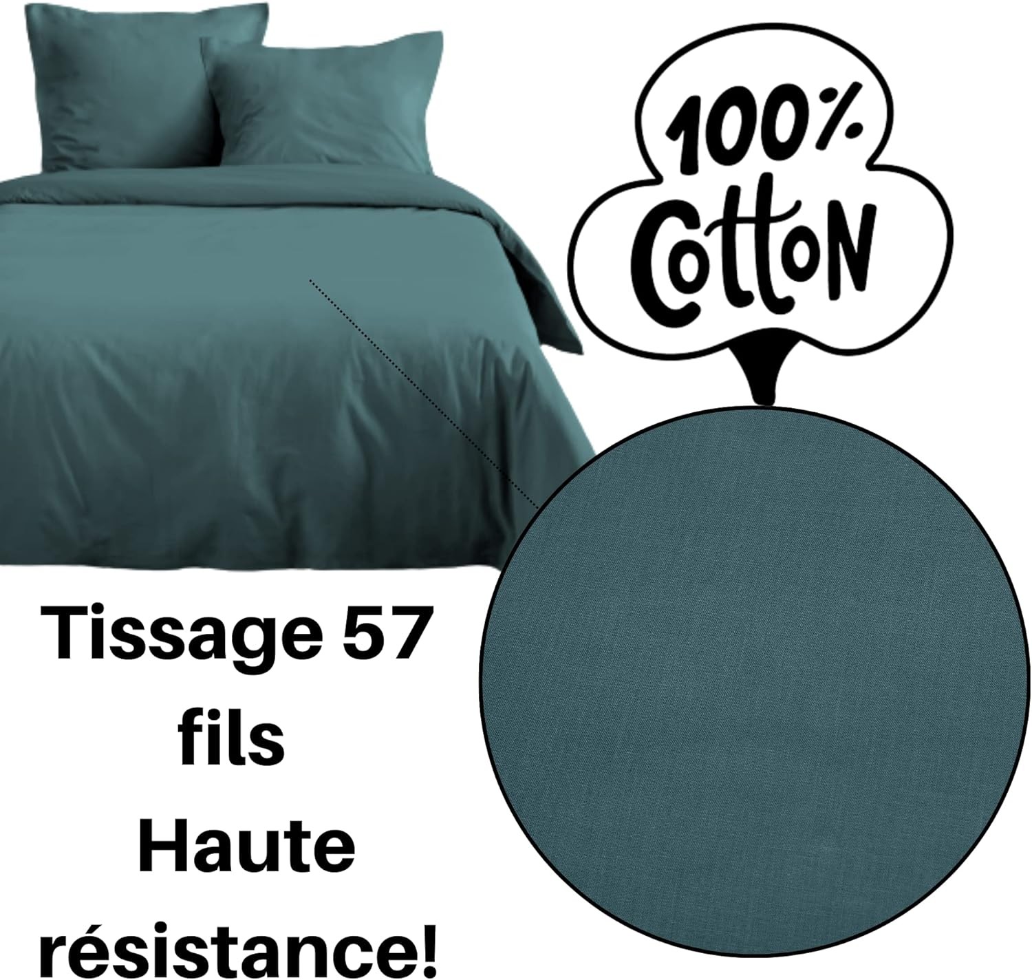Stof - Housse de Couette 200 x 200 cm 57 Fils Coton Eden, Eucalyptus Stof - Housse de Couette 200 x 200 cm 57 Fils Coton Eden, Eucalyptus