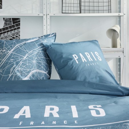 Parure Housse de Couette 240 x 220 cm  Paris Plan Bleu