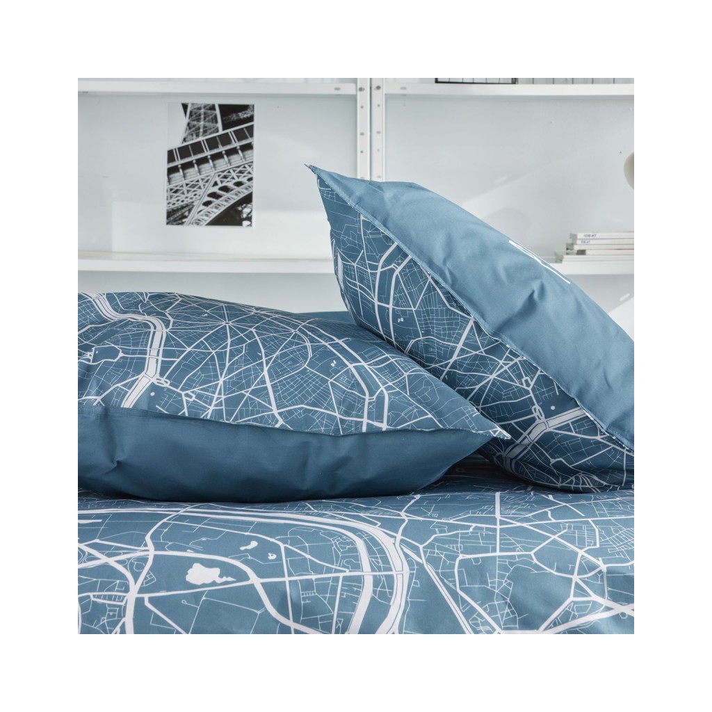 Parure Housse de Couette 240 x 220 cm Today Java 1.13 Paris Plan Bleu