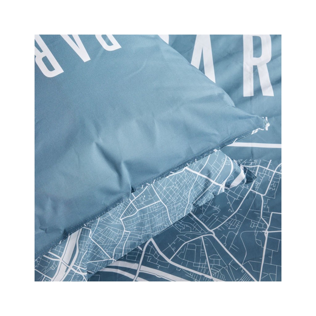 Parure Housse de Couette 240 x 220 cm Today Java 1.13 Paris Plan Bleu