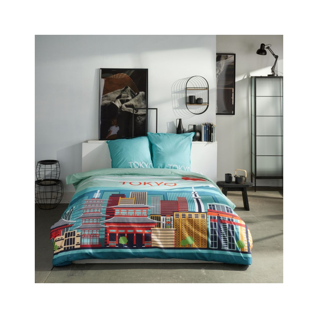 Parure Housse de Couette 240 x 220 cm Today Java 1.19 Tokyo Bleu