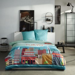 Parure Housse de Couette 240 x 220 cm Today Java 1.19 Tokyo Bleu