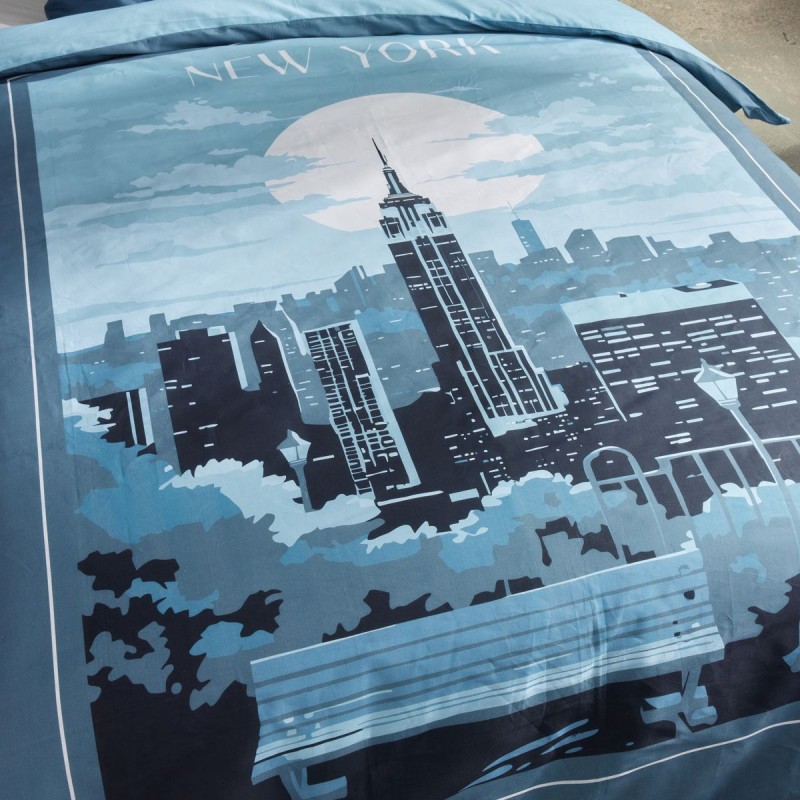 Parure Housse de Couette 240 x 220 cm Today Java 1.5 New York Bleu Parure Housse de Couette 240 x 220 cm Today Java 1.5 New York Bleu