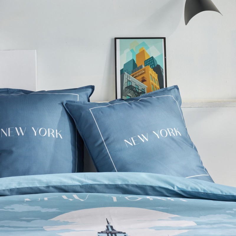 Parure Housse de Couette 240 x 220 cm Today Java 1.5 New York Bleu Parure Housse de Couette 240 x 220 cm Today Java 1.5 New York Bleu