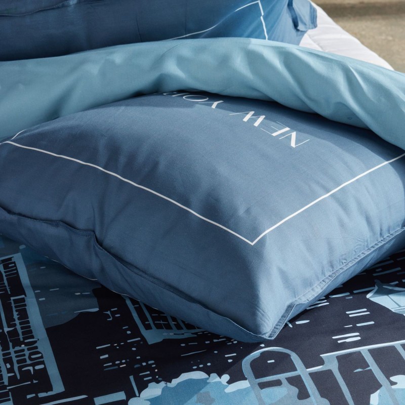 Parure Housse de Couette 240 x 220 cm Today Java 1.5 New York Bleu Parure Housse de Couette 240 x 220 cm Today Java 1.5 New York Bleu