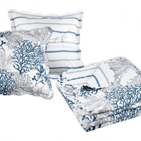 Boutis Couvre lit  260x240cm, 2 taies 65x65cm,