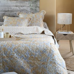 Boutis Couvre lit  240x220cm, 2 taies 65x65cm, 100% Microfibre Nerya