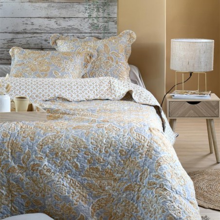 Boutis Couvre lit  240x220cm, 2 taies 65x65cm, 100% Microfibre Nerya