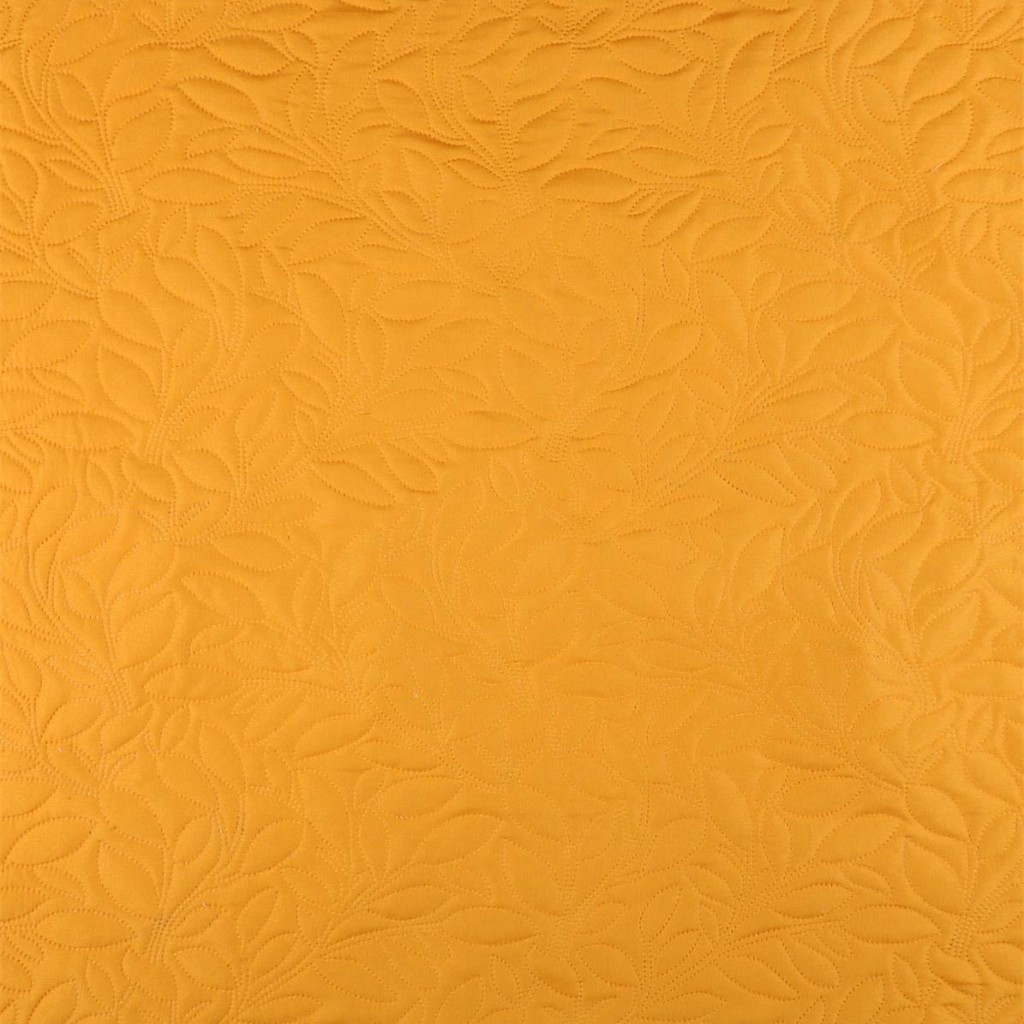 Boutis Cassandre Motifs en relief, 2 , 220x240cm, 2 taies 65x65cm, 100% Microfibre Curry