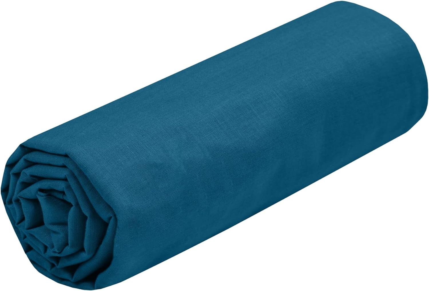 Drap Housse Stof 180 x 200 cm bonnet 30cm 57 Fils Coton Eden Bleu Petrole